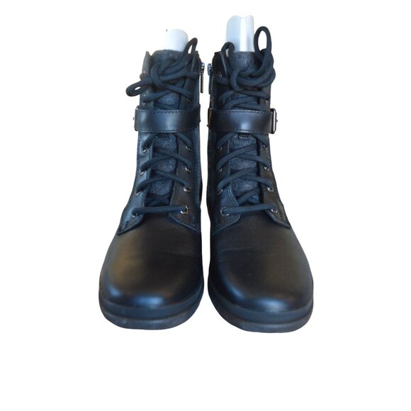 UGG Kesey Waterproof Leather Winter Moto Combat Ankle Boots Womens Size 7.5 Gorp - Picture 3 of 9